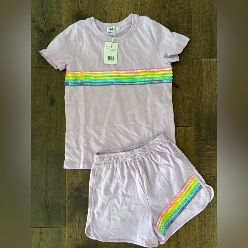 Rainbow Sequin Shorts Set